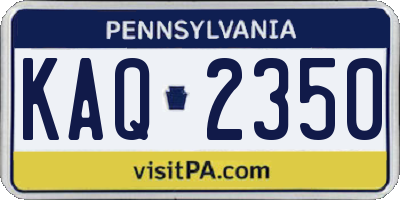 PA license plate KAQ2350