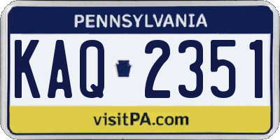 PA license plate KAQ2351