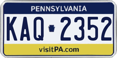 PA license plate KAQ2352