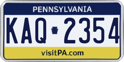 PA license plate KAQ2354