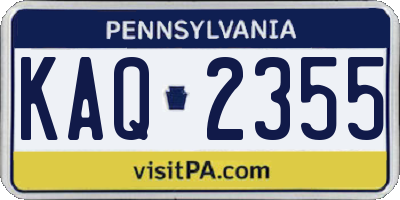 PA license plate KAQ2355