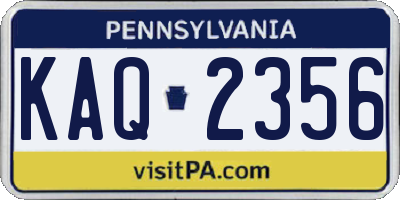 PA license plate KAQ2356