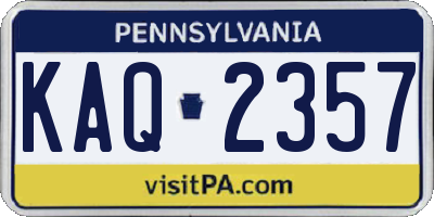 PA license plate KAQ2357