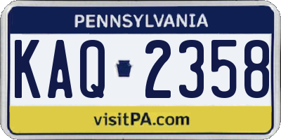 PA license plate KAQ2358