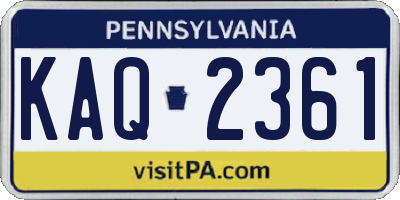 PA license plate KAQ2361