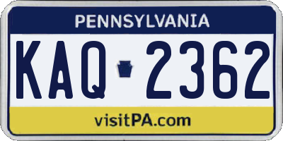 PA license plate KAQ2362