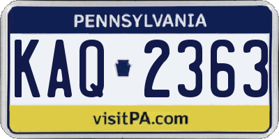 PA license plate KAQ2363