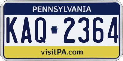 PA license plate KAQ2364