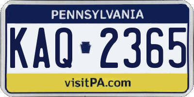 PA license plate KAQ2365