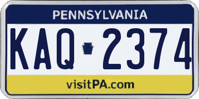 PA license plate KAQ2374