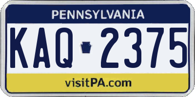 PA license plate KAQ2375