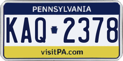 PA license plate KAQ2378