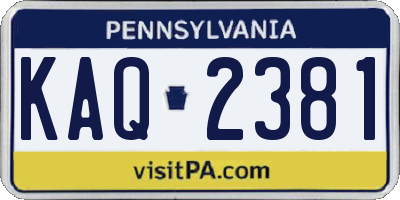 PA license plate KAQ2381