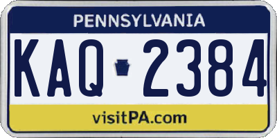 PA license plate KAQ2384