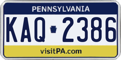 PA license plate KAQ2386