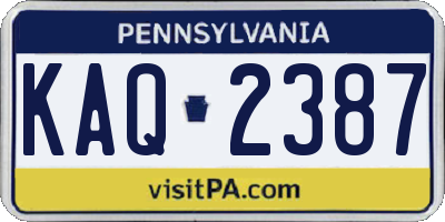 PA license plate KAQ2387