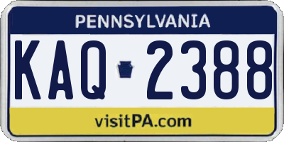 PA license plate KAQ2388
