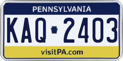 PA license plate KAQ2403