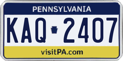 PA license plate KAQ2407