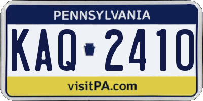 PA license plate KAQ2410
