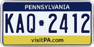 PA license plate KAQ2412