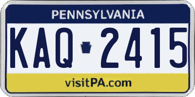PA license plate KAQ2415