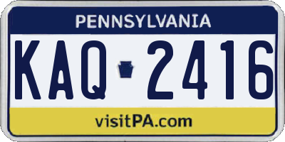 PA license plate KAQ2416