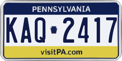 PA license plate KAQ2417