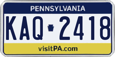 PA license plate KAQ2418