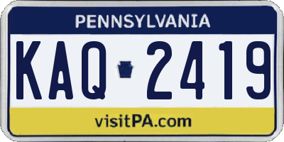 PA license plate KAQ2419