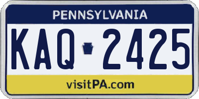 PA license plate KAQ2425