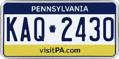 PA license plate KAQ2430