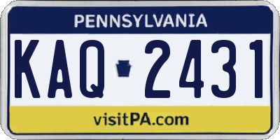 PA license plate KAQ2431