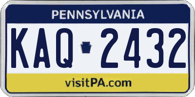 PA license plate KAQ2432