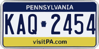 PA license plate KAQ2454
