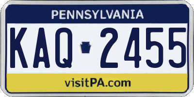 PA license plate KAQ2455