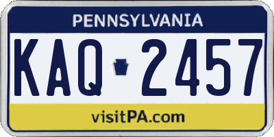 PA license plate KAQ2457