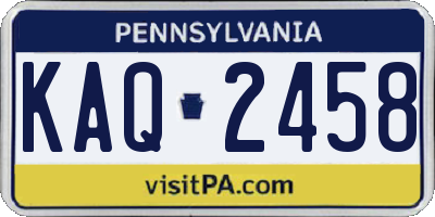 PA license plate KAQ2458