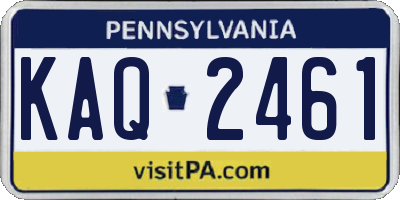 PA license plate KAQ2461