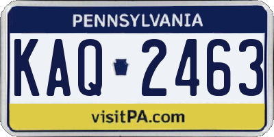 PA license plate KAQ2463