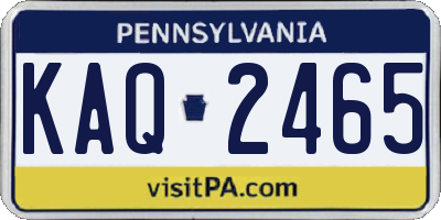 PA license plate KAQ2465