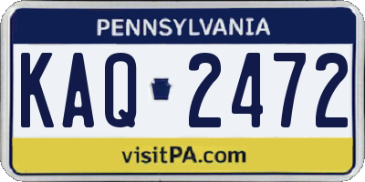 PA license plate KAQ2472