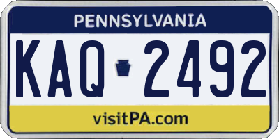 PA license plate KAQ2492