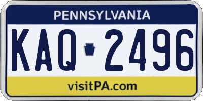 PA license plate KAQ2496