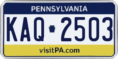 PA license plate KAQ2503