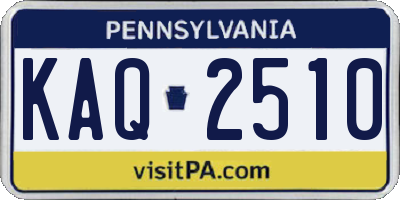 PA license plate KAQ2510