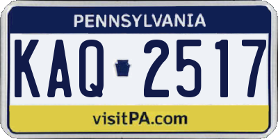 PA license plate KAQ2517