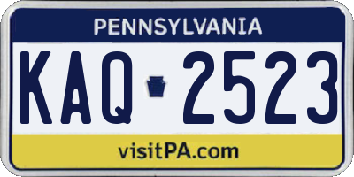 PA license plate KAQ2523