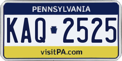 PA license plate KAQ2525