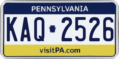 PA license plate KAQ2526